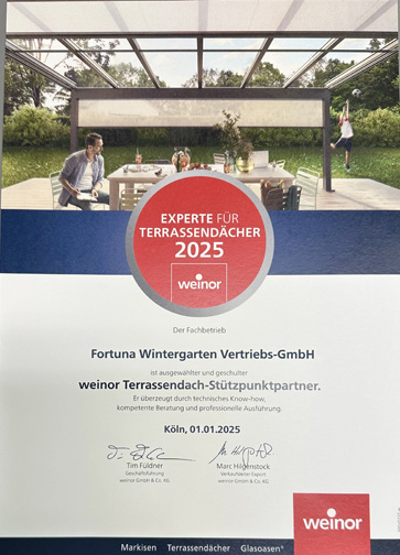 Weinor Zertifikat